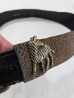 Vtg Womens Belt Sz Xs 26 -29    Black Snake Faux Leather Zebra Charm 80s 90s Chic