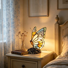 Vintage Tiffany Style Butterfly Stained Glass Table Lamp Bedside Night Light
