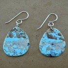 Santo Domingo Pueblo Turquoise Slab Dangle Earrings Native American Jewelry