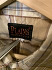 Vintage Plains Western Wear Mens L Button Up Shirt Plaid Pearl Snap Brown Blue