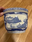 Vintage Chinese Blue   White Rectangular Porcelain  Planter 9 5   x7 5   
