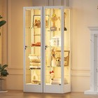 63  4-tier Glass Display Cabinet Rgb Lighted Curio Storage Rack Shelf Adjustable