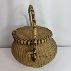 S  African Zulu Ukhamba 10 5  w  7 5  t  Handwoven Lidded Basket