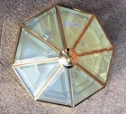 Vintage Brass Beveled Glass Octagonal Ceiling Light Fixture Flush Mount 4-light