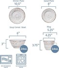 16-piece Dinnerware Set  Service For 4  Distressed White