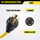 30 Amp 4 Prong Twist Lock To 110 Adapter Cord  Generator Locking Plug Nema