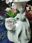 Vintage Porcelain Lady With Basket Of Flowers Planter