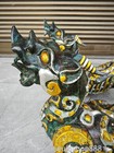 18 8  Od China Bronze Ware Silver Gilt Feng Shui Dragon Pixiu Beast Statue Pair