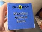 Rich Frog Blue Puppy Wooden Bank W  Box Dog Piggy Bank Nursery Decor Vt