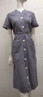 30s Dress 40s Blue Gingham Hollywood Stars The Women Style Big Buttons Details