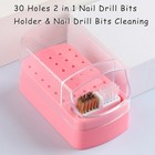 Nail Bit Holder   Drill Cleaner 2 In 1  30 Holes Pink 