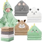 12 Pcs Baby Bath Towels Set - 4 Animal Hooded Towels   8 Washcloths  Soft   Abso