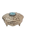 Small Ornate Gold Vintage Footed Jewelry trinket Box