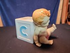 Vintage Napco Ceramic Baby   Block Planter   Nursery Decor   Shower Gift