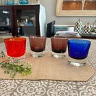 Cenedese Murano Vintage 4 Pc Multicolor 4  Tumbler Low Ball Glass Rare  stamped