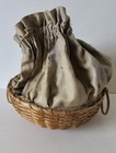Wabanaki Basket   Cloth Purse - W crochet Drawstring C 1890-1920  Hoop Handles