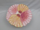 Department 56 Majolica Pink Orange Pansy Cake Stand Platter 11 5  Nib