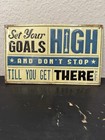    set Your Goals High    Metal Hanging Tin Signs Pub Bar Home Wall Decor Nwt