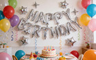 Silver Happy Birthday Banner Balloon Aluminum Foil 16 Inch Letter 10 Inch Five P