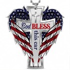 God Bless This Car Hanging Ornament   cross Rearview Mirror Decor With Eagle