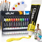 Acrylic Glass Paint Set With 6 Brushes  1 Palette  12 Colors Stain Glass Pain   