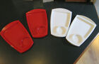 4 Vintage Fremware Plastic Snack Trays Plates Retro Mod Red White Mint Condition