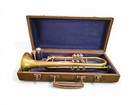 Vintage Soviet Trumpet Kzra 1960 Kiev Ussr Ogp-4 Military Cold War Case