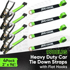 Heavy Duty 4 Pack Car Tie Down Straps - 9900lbs Break Strength  2 x96