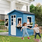 Wooden Playhouse For Kids Outdoor With Chalkboard Playhouse Cottage With Windows