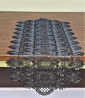 Doily Boutique Table Runner Or Doily With Dark Gray   Black Lace Handmade