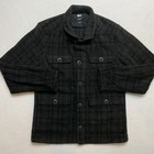 Nau Utility Wool Chore Jacket Men s M Black Gray Plaid Caviar Shacket