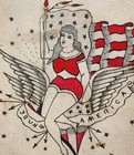 Antique 1900s Original W h  Wilson Young American Pinup Woman Tattoo Flash 5x7 5