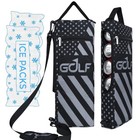 Insulated Golf Cooler Bag With Ice Pack - Holds 6 Cans Or 2 Wine Bottles - Grey