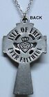 Irish Celtic Cross 2 Sided Necklace Ant Silver Plate St Patricks Day Gift New