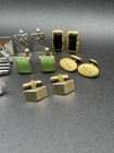 Vintage Cufflinks Lot Of 8 Pairs Mens Gold Silver Tone Black Green Stone Dante