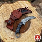 Handmade Damascus Steel Double Edge Fixed Blade Dagger Karambit Knife Full Tang