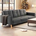 67  Modern Loveseat Sofa With 3 Comfortable Pillows Premium Linen Fabric