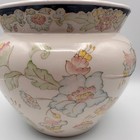 Vintage Portugal Hand Painted Signed Ceramic Cachepot Floral Chinoiserie Planter