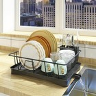 Dish Drying Rack Steel Drainer Utensil Holder Kitchen Organizer W  Drip Tray New