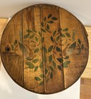 Antique Large Round Bentwood Cheese Box Stencil Design Old Country Primitive Art