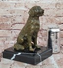 Bronze Statue Golden Retriever Dog Sculpture Marble Decor Signed Milo Artwork