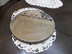 Antique Plateau Mirror Vanity Footed Round Ornate Dresser Mirrored Tray 12 