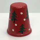 Red Christmas Trees   Snow Painted Brass Thimble