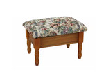 Vintage Wooden Foot Stool Storage Padded Ottoman Oak Finish Antique Looking Rest