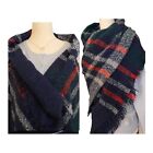 Tartan Plaid Blanket Wrap Scarf Shawl Women Os Blue Green Soft Warm Cozy Winter