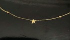14k Yellow Gold Star Station Rolo Link Adjustable Chain Anklet Bracelet-9 10 