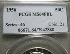 1956 Franklin Half Dollar Silver ---- Pcgs Ms-64 Fbl Coin ----  823c