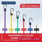 Workpro Bungee Cords With Hooks  Heavy Duty Outdoor Bungee Strap  22-piece