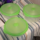 Vintage Tupperware Stuffables Storage Containers 3pc Round Set  Green white Lids