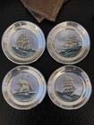 Four Rare Whiting Sterling Silver 925 Cooper Tall Clipper Ship Coaster Set 4 4   